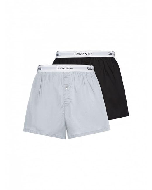 Calvin Klein Slim Fit - Boxers 2 Pack - Signature Waistband Elastic - 100% Cotton - Black/grey - Size for men