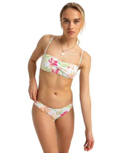 Billabong White Roxy Into The Sun Bandeau Set Swimwear