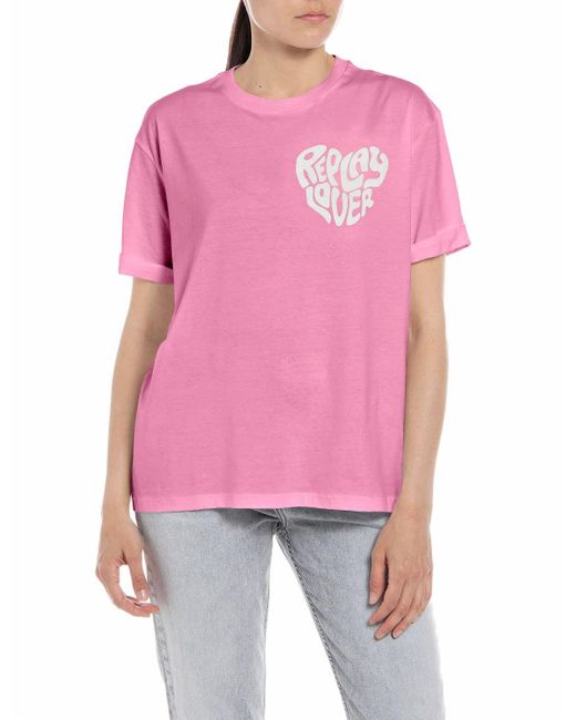 W3232b T-Shirt di Replay in Pink