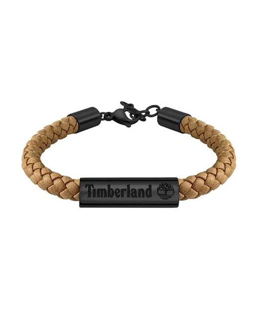 BAXTER LAKE TDAGB0001801 Bracelet pour homme en acier inoxydable noir et cuir marron Longueur : 18,5 cm + 2,5 cm Timberland pour homme en coloris Metallic