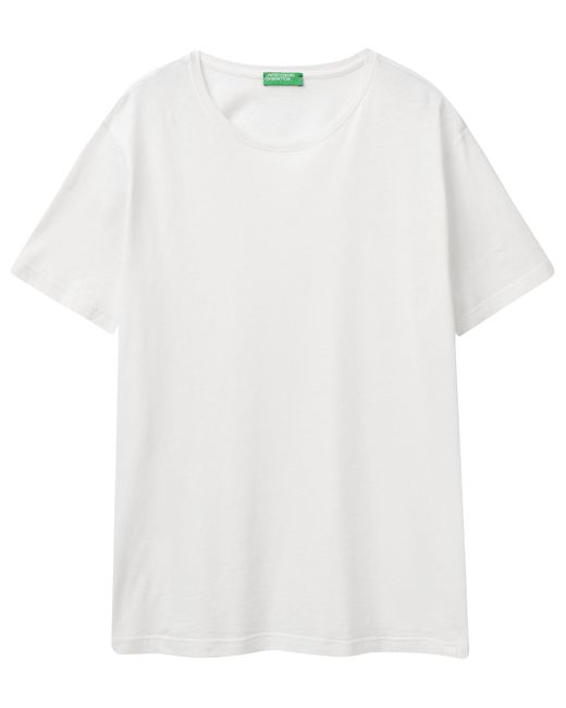 Benetton White 3p7xu1058 T-shirt for men