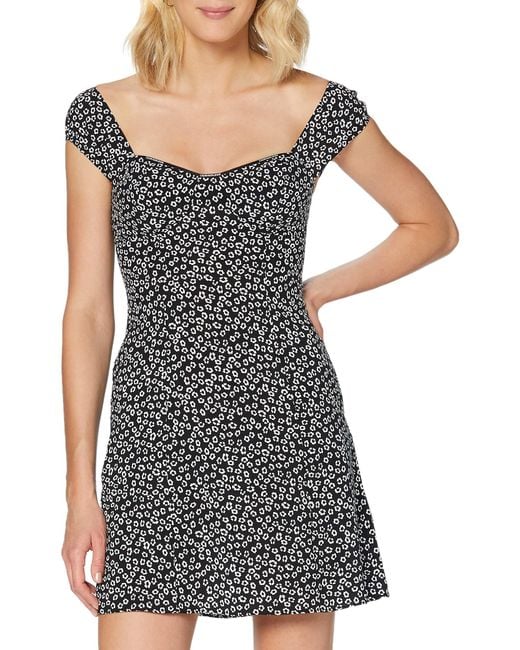 Calvin Klein Off Shoulder Floral Dress Kleid in Schwarz | Lyst DE