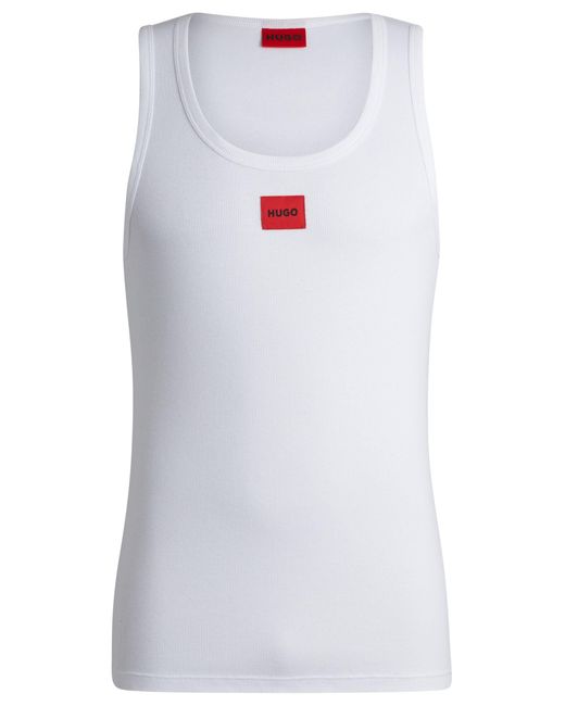 HUGO White Regular-fit Vest In Stretch Fabric With Red Logo for men