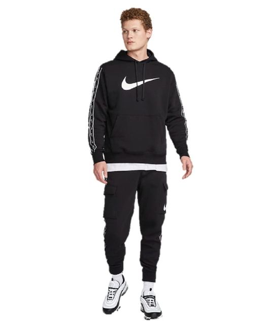 Nike 2 Piece Tracksuit Repeat Sportswear Hoodie Sweatshirt jogger Top White Black Cotton Size X-large Xl for men