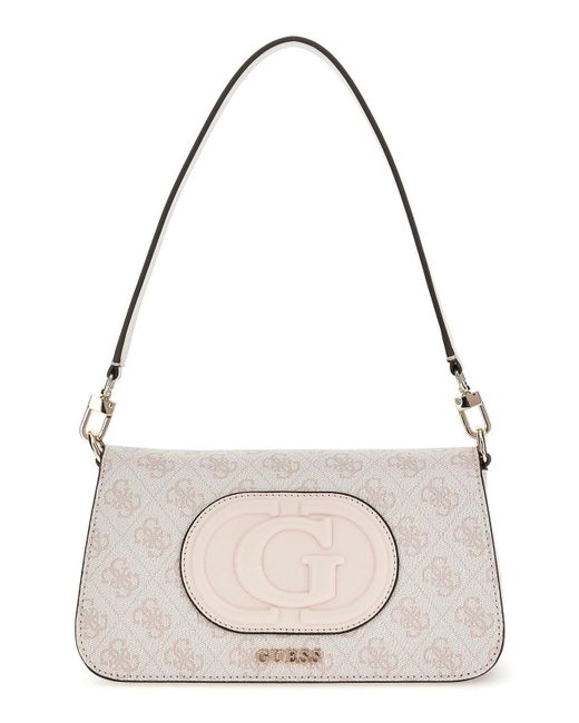 Eco Mietta Flap Shoulder Bag Dove Logo/Stone di Guess in White