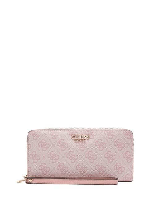 Zamira Large Zip Around Wallet L Orchid Logo di Guess in Black