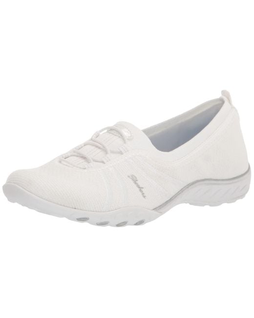 Skechers White Breathe Easy-simple Pleasure Sneaker