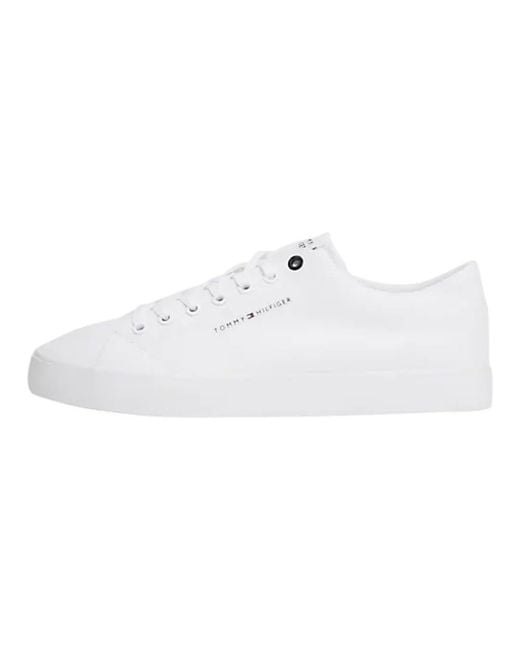 Tommy Hilfiger White Th Hi Vulc Low Canvas Vulcanized Sneaker for men