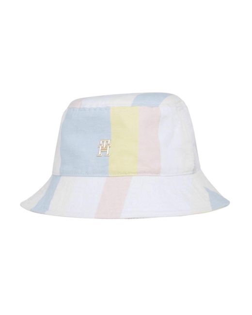 Tommy Hilfiger White Beach Summer Stripes Bucket Hat