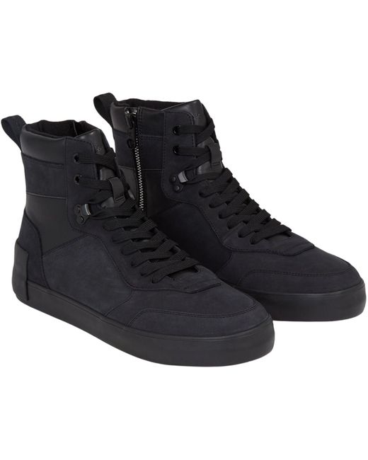 Calvin Klein Black Jeans Laceup Mid Trainers Vulcanised for men