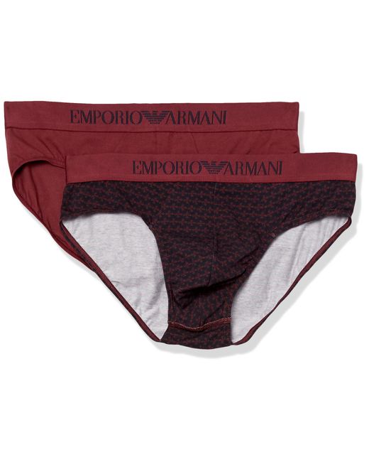 Emporio Armani Red Classic Pattern Mix 2 Pack Brief for men