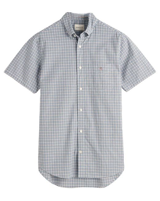 Gant Gray Reg Poplin Microcheck Ss Shirt for men