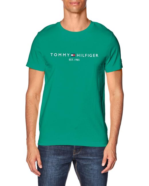Tommy Hilfiger Green Tommy Logo Tee Mw0mw11797 S/s T-shirts for men