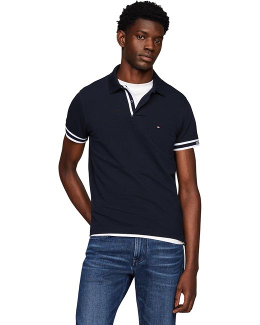 Tommy Hilfiger Blue Monotype Cuff Slim Fit Polo S/s for men