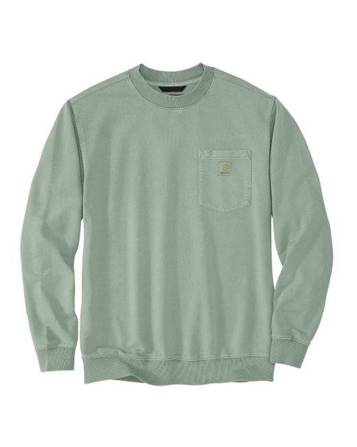 Carhartt Green Relaxed Fit Midweight Garment Dye French Terry Crewneck Pocket Sweatshirt for men
