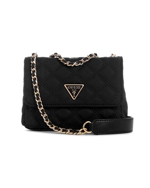 Guess Giully Mini 2 Compartment Flap Bag Black