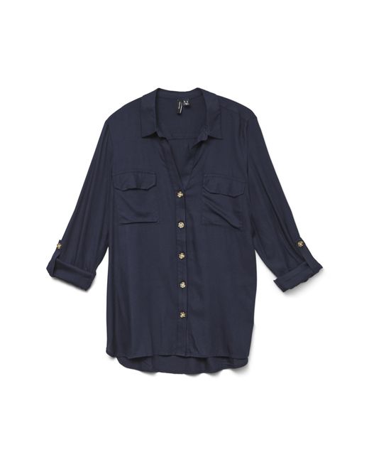 Vero Moda Blue Vmbumpy L/s Shirt New Wvn Ga Noos Long Sleeve Blouse