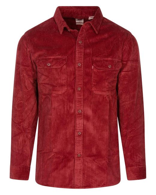 Levi's S Worker Shirt Long Sleeve Collared Brick Red Cord Xl for men