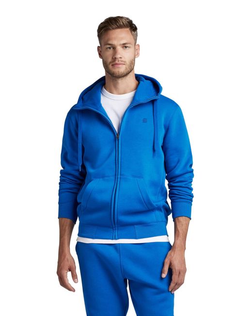 Premium Core Hooded Zip Sweater G-Star RAW de hombre de color Blue