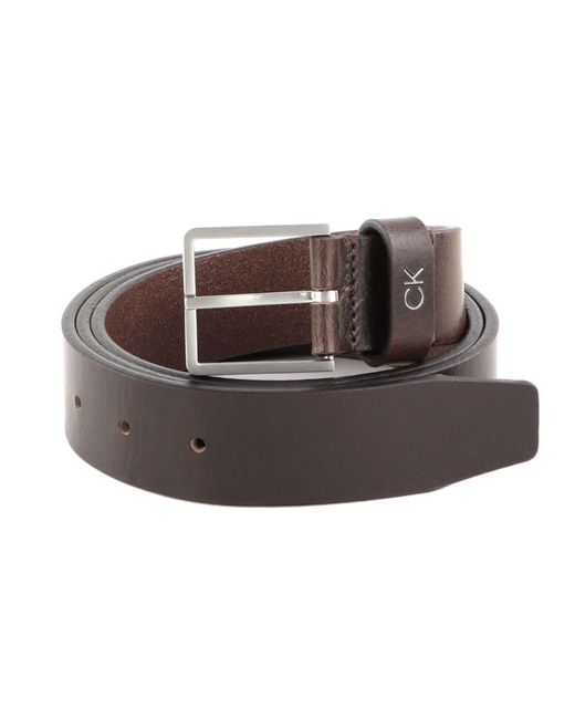 Formal Leather Belt 3.5CM W100 Dark Brown di Calvin Klein in Black