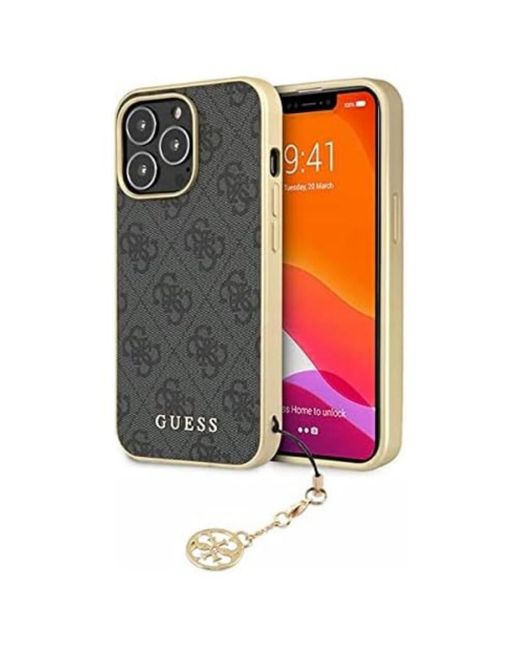 Guess Gray GUHCP13LGF4GGR Case For Iphone 13 Pro / 13 6.1 Inch Grey 4g Charms Collection