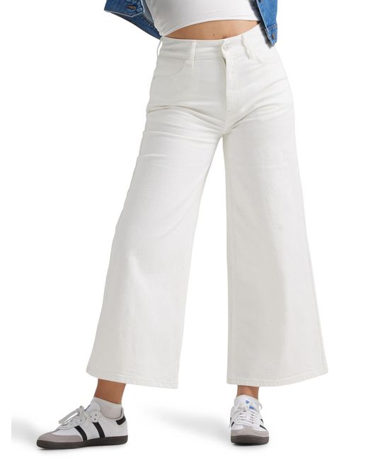Wrangler White High-rise Wide Leg A-line Crop Jean