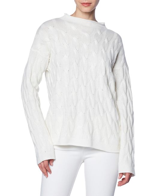 Benetton White M/L 1335D2467 LANGÄRMLIGER Rollkragenpullover