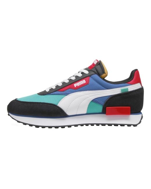 PUMA Blue Future Rider Low Leather Trainers