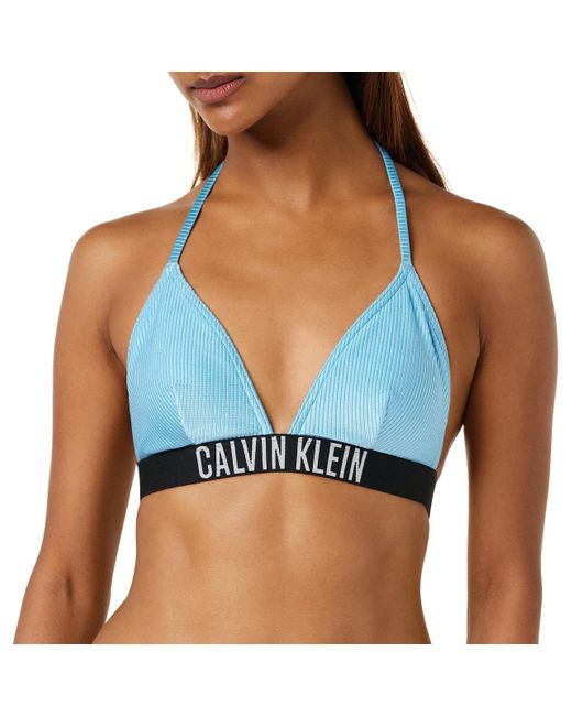 Top Bikini a Triangolo Donna senza Ferretto di Calvin Klein in Blue