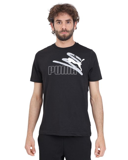 T-shirt de sport noir pour homme Ess+ Logo Lab PUMA pour homme en coloris Black