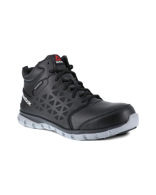 Reebok Black Mens Sublite Cushion Work Safety Toe Athletic Waterproof Mid-cut Industrial & Construction Boot for men