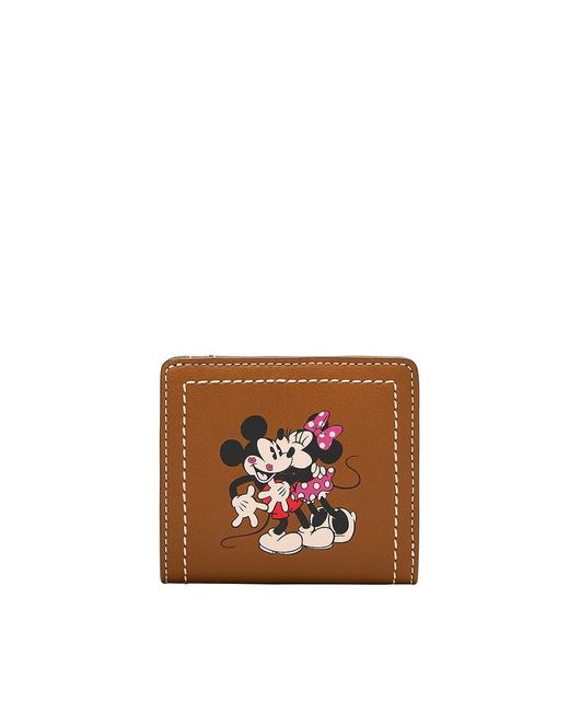 Fossil Mickey And Friends Sl10053216 Bifold Wallet Brown Leather