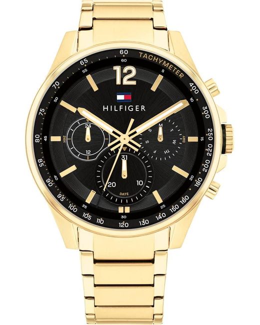 Reloj Analógico de Cuarzo Multifunción para Hombre con Correa de Acero Inoxidable de Color Dorado - 1791974 Tommy Hilfiger de hombre de color Black