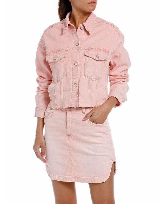 Giacca in Jeans Donna in Denim Comfort di Replay in Pink