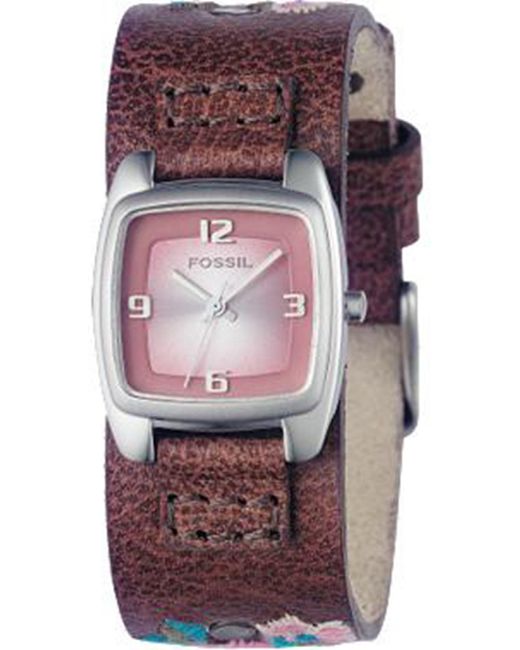 Fossil Ladies Trend Embroidered Leather Strap Watch With Champagne Dial for men