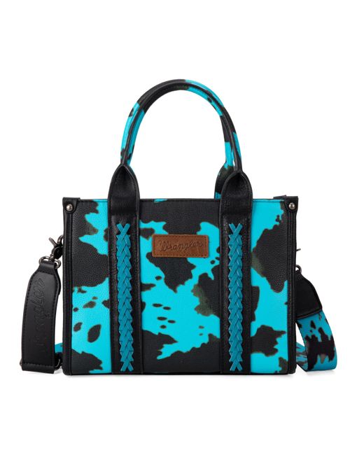 Wrangler Blue Cow Print Tote Bag Handbags And Purses For Western Crossbody Bags For With Adjustable Strap