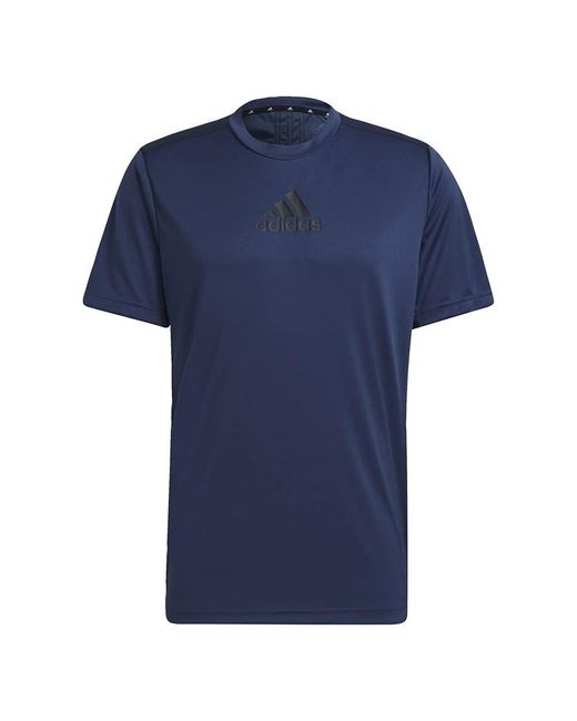 Adidas Blue Designed To Move Sport 3-stripes Tee for men