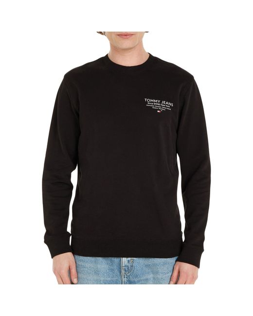 Tommy Hilfiger Black Tjm Reg Essential Graphic Crew Sweatshirts for men