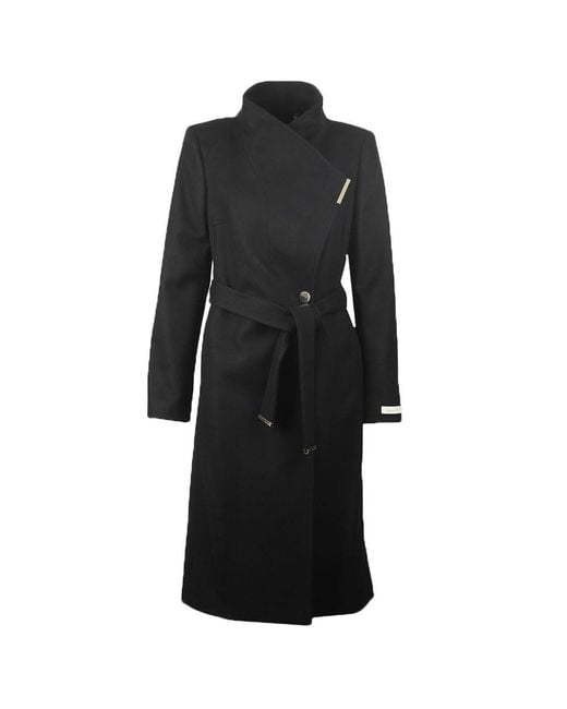 Ted Baker Black S Wmo-rose-midi Length Belted Wool Wrap Coat