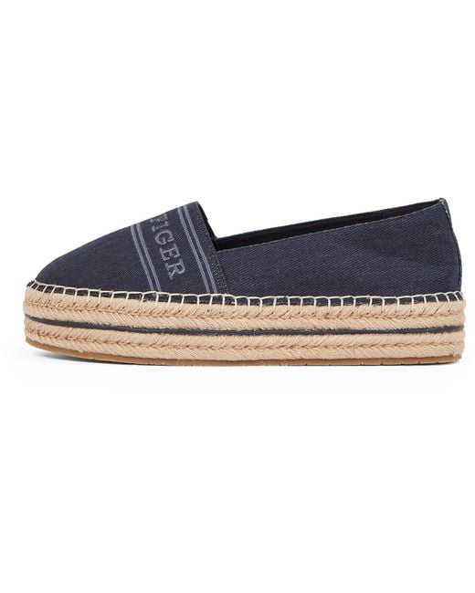 Espadrilles Denim Platform Compensées Tommy Hilfiger en coloris Blue