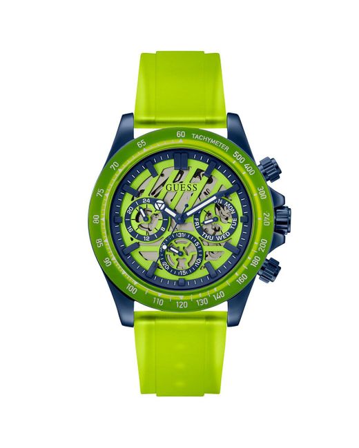 Guess Green Blue And Lime Silicone Chronograph Watch