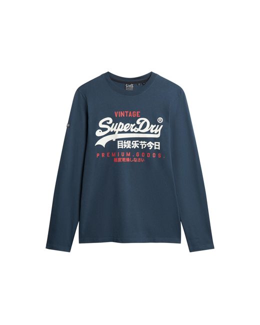 Superdry Classic Vl Heritage L/S Top T-Shirt in Blue für Herren