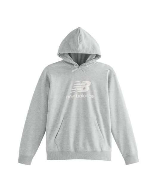 New Balance Gray Nb Essentials Stacked Logo Po Hoodie for men