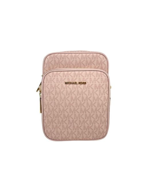 Michael Kors Jet Set Powder Blush Signature F Crossbody Hand Purse