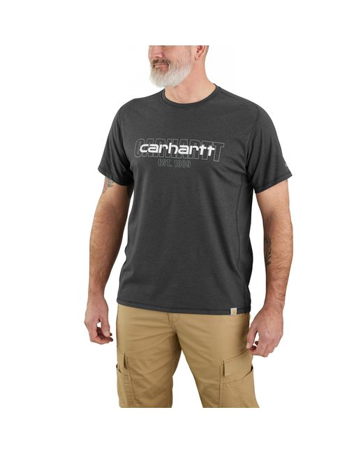 Carhartt Black Big & Tall Force Relaxed Fit Midweight Short-sleeve Logo Graphic T-shirt for men