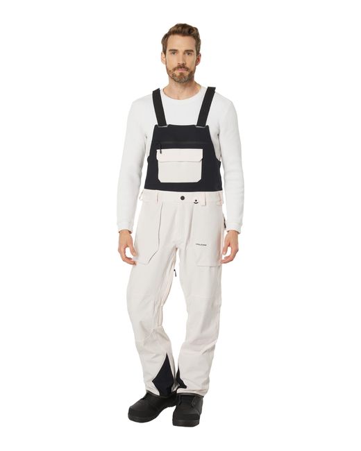 Volcom White Mens Roan Bib Snowboard Pant Overalls And Coveralls Workwear Apparel for men