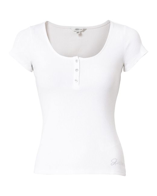 Guess White T-Shirt Karlee (1-tlg) Ziersteine