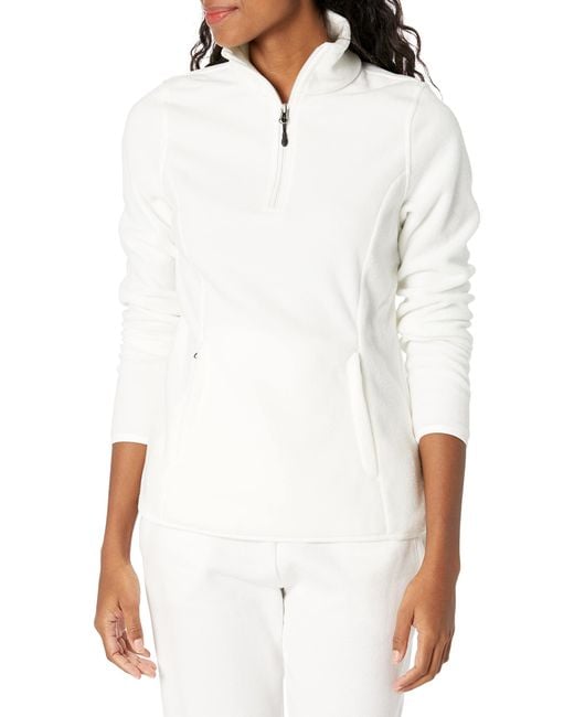 Amazon Essentials White Langärmelige Pulloverjacke Aus Polarfleece Mit Viertelreißverschluss