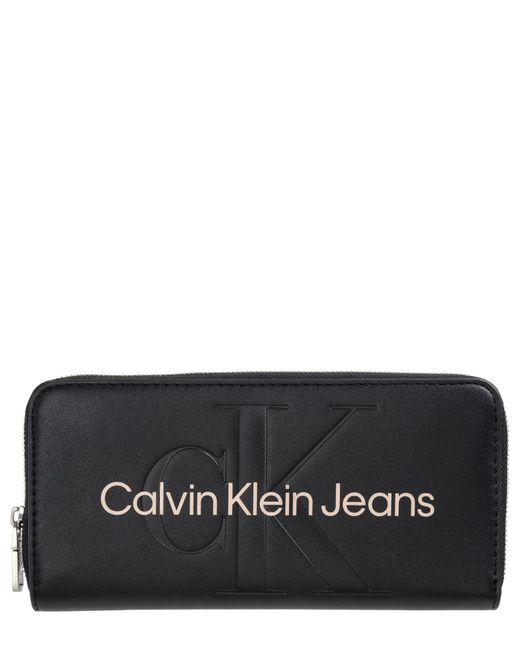 Calvin Klein Black Portemonnaie Sculpted Zip Around Mono mit Münzfach