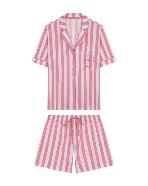 Women'secret Nachthemd Pyjama Kort 100% Katoen Roze Buurman Blond in het Pink